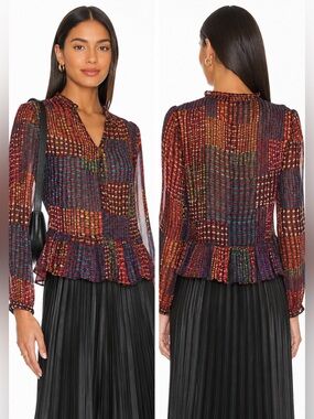 paper moon Colorful Sheer Women's Top blouse medium
